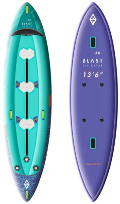 Aquatone Blast 13'6" Recreational Kayak 3-Person Green-Purple -Kayak Soldes Magasin aquatone blast 13 6 recreational kayak 3 person green purple 1