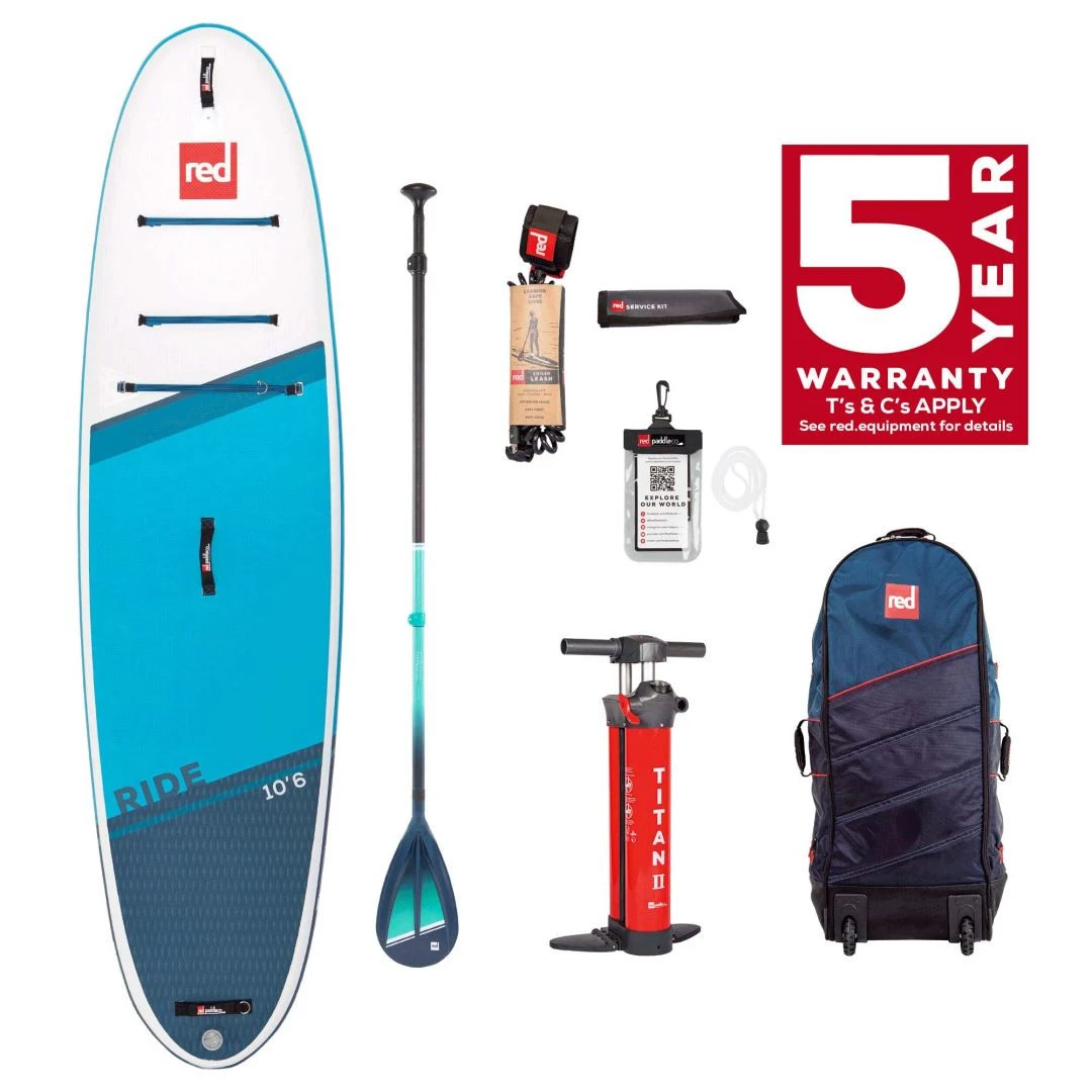 Red Paddle Co. Red Paddle Co 10'6 Ride MSL Inflatable SUP + Cruiser Tough Paddle White-Blue-Dark Blue 1 Red Paddle Co. Red Paddle Co 10'6 Ride MSL Inflatable SUP + Cruiser Tough Paddle White-Blue-Dark Blue