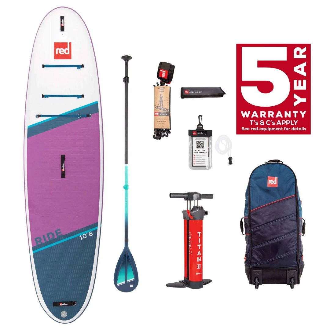 Red Paddle Co. Red Paddle Co 10'6 Ride MSL Inflatable SUP + Cruiser Tough Paddle White-Purple-Dark Blue 1 Red Paddle Co. Red Paddle Co 10'6 Ride MSL Inflatable SUP + Cruiser Tough Paddle White-Purple-Dark Blue