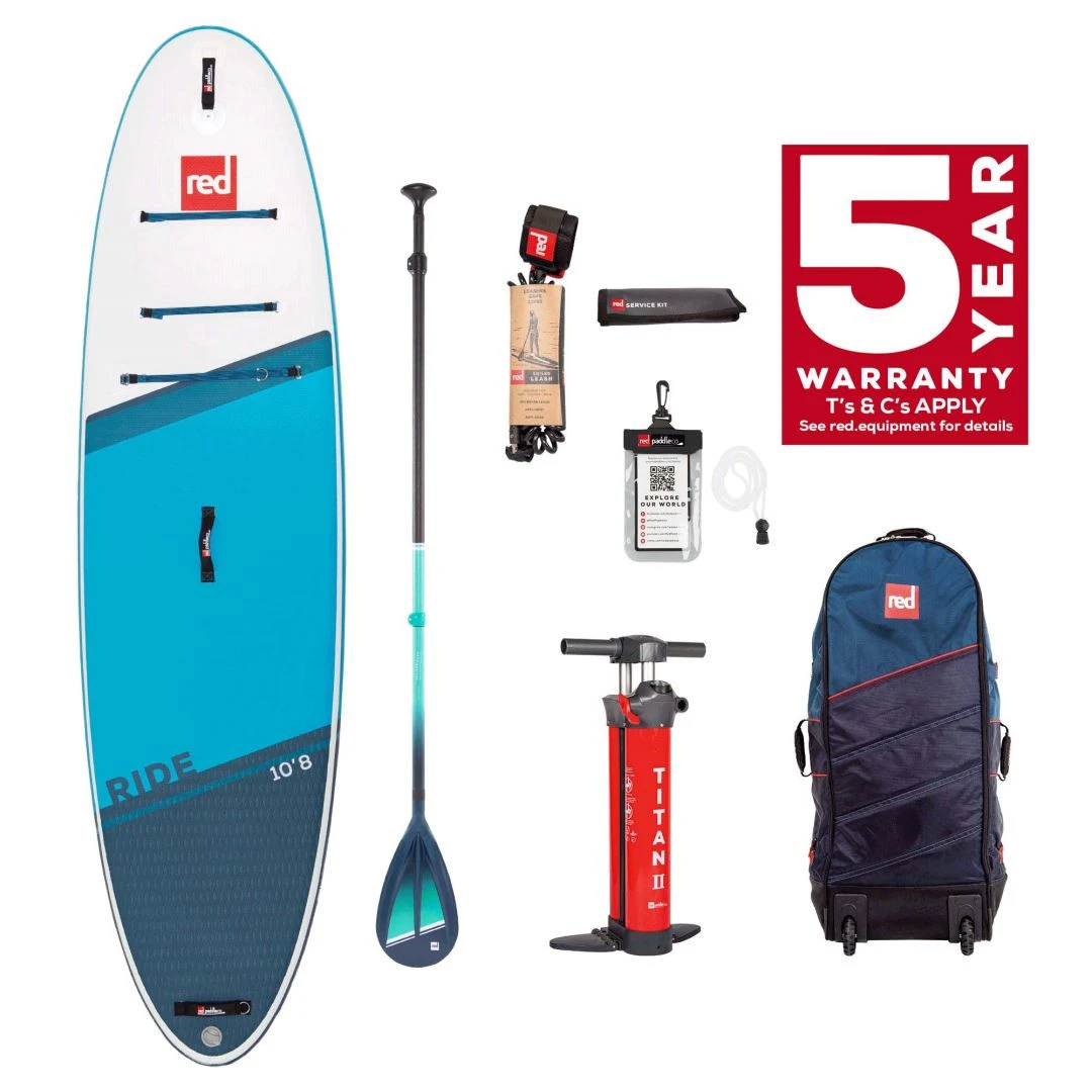 Red Paddle Co. Red Paddle Co 10'8 Ride MSL Inflatable SUP + Cruiser Tough Paddle White-Blue-Dark Blue 1 Red Paddle Co. Red Paddle Co 10'8 Ride MSL Inflatable SUP + Cruiser Tough Paddle White-Blue-Dark Blue