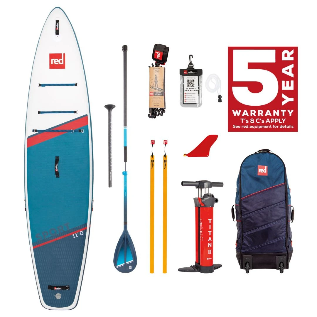 Red Paddle Co. Red Paddle Co 11'0 Sport MSL Inflatable SUP + Hybrid Tough Paddle White-Blue-Dark Blue 2 Red Paddle Co. Red Paddle Co 11'0 Sport MSL Inflatable SUP + Hybrid Tough Paddle White-Blue-Dark Blue – Image 2