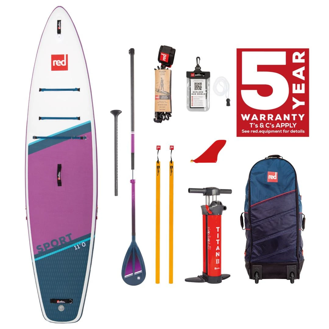 Red Paddle Co. Red Paddle Co 11'0 Sport MSL Inflatable SUP + Hybrid Tough Paddle White-Purple-Dark Blue 1 Red Paddle Co. Red Paddle Co 11'0 Sport MSL Inflatable SUP + Hybrid Tough Paddle White-Purple-Dark Blue