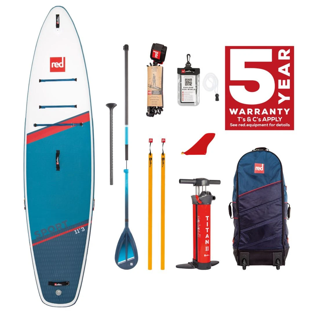 Red Paddle Co. Red Paddle Co 11'3 Sport MSL Inflatable SUP + Hybrid Tough Paddle White-Blue-Dark Blue 1 Red Paddle Co. Red Paddle Co 11'3 Sport MSL Inflatable SUP + Hybrid Tough Paddle White-Blue-Dark Blue