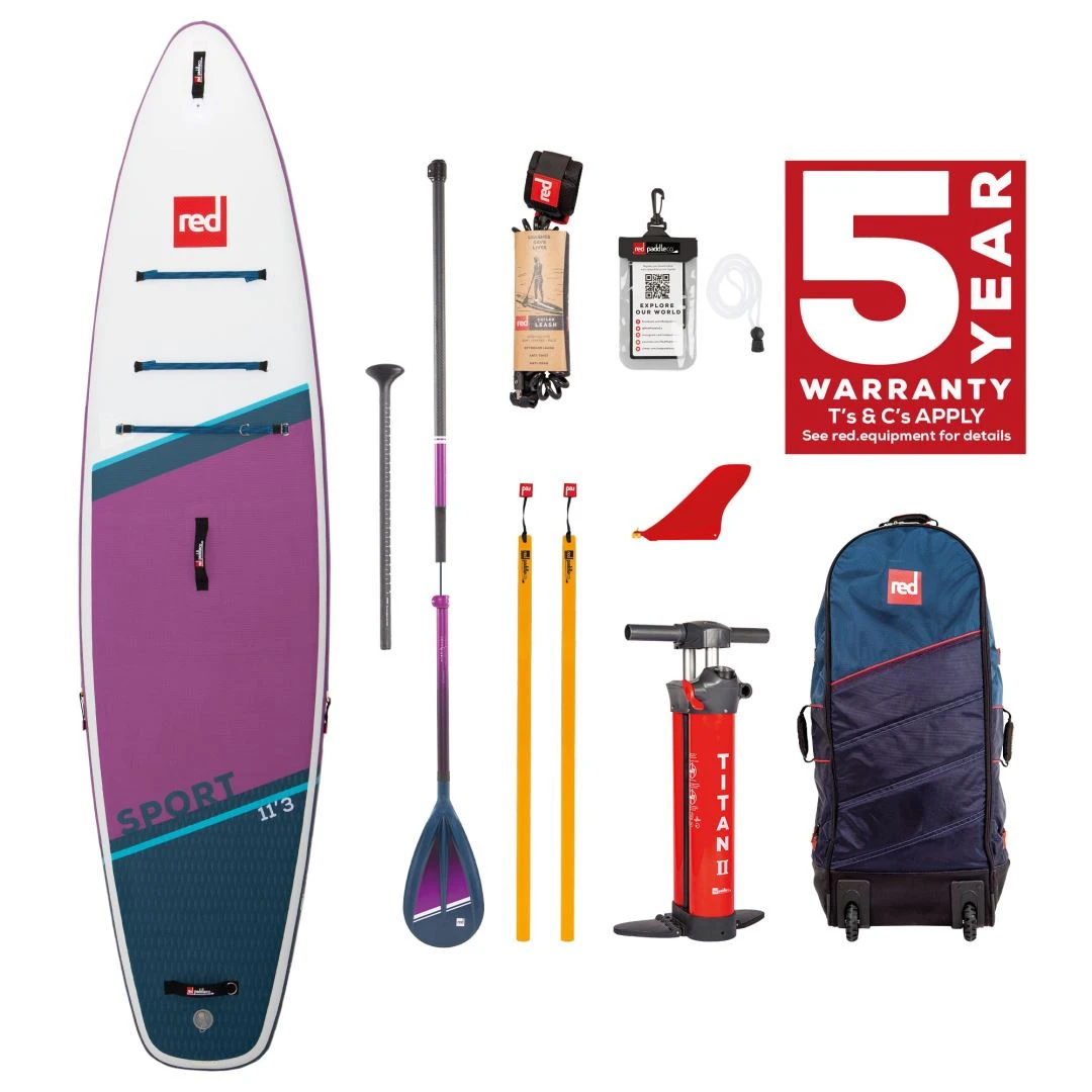 Red Paddle Co. Red Paddle Co 11'3 Sport MSL Inflatable SUP + Hybrid Tough Paddle White-Purple-Dark Blue 1 Red Paddle Co. Red Paddle Co 11'3 Sport MSL Inflatable SUP + Hybrid Tough Paddle White-Purple-Dark Blue