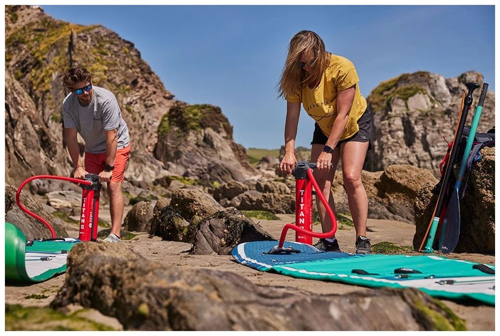 Red Paddle Co. Red Paddle Co 12'0 Voyager MSL Inflatable SUP + Hybrid Tough Paddle White-Teal-Dark Blue 5 Red Paddle Co. Red Paddle Co 12'0 Voyager MSL Inflatable SUP + Hybrid Tough Paddle White-Teal-Dark Blue – Image 5
