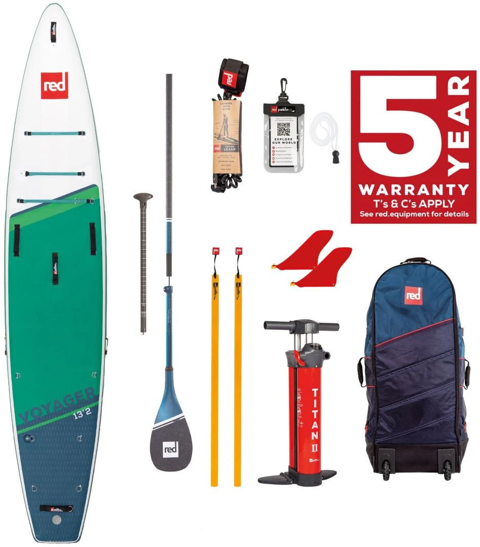Red Paddle Co. Red Paddle Co 12’8 Voyager MSL Inflatable SUP + Prime Paddle White-Green-Dark Blue 2 Red Paddle Co. Red Paddle Co 12’8 Voyager MSL Inflatable SUP + Prime Paddle White-Green-Dark Blue – Image 2