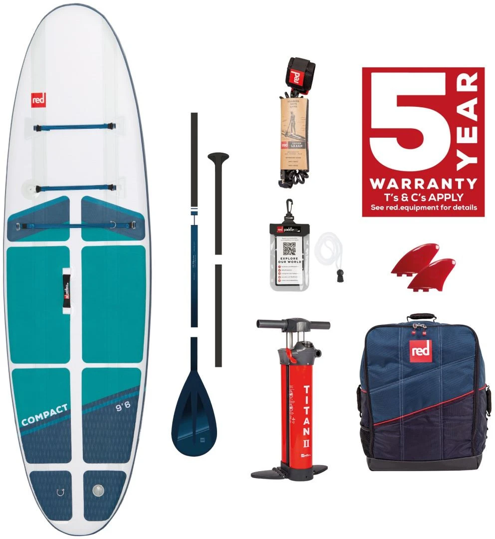 Red Paddle Co. Red Paddle Co 9'6 Compact MSL Inflatable SUP White-Teal-Dark Blue 2 Red Paddle Co. Red Paddle Co 9'6 Compact MSL Inflatable SUP White-Teal-Dark Blue – Image 2